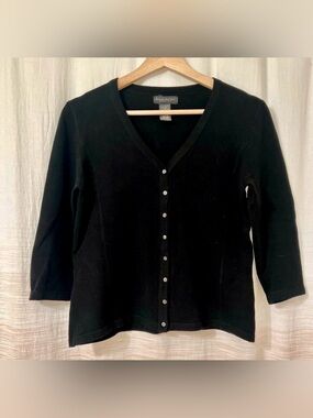Black V-Neck Button Cardigan